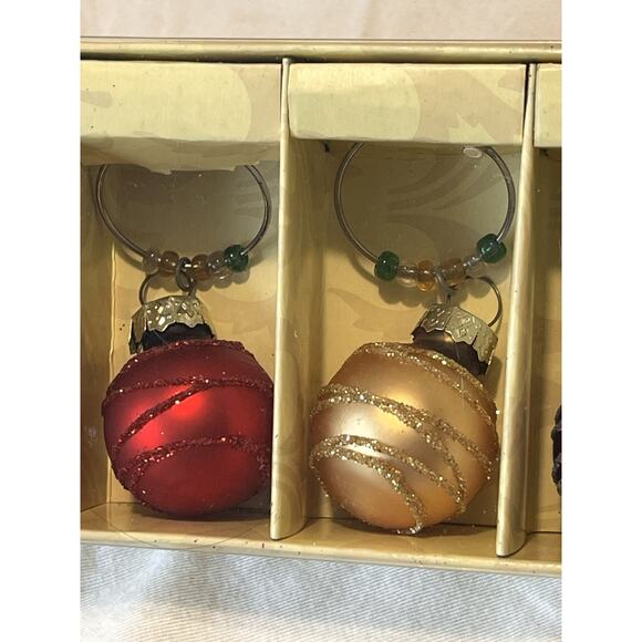 Cypress Home Wine Glass Charms Set Of 6 Holiday Ornament Design Open Box New - Picture 7 of 8